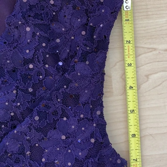 Dressbarn Connected Apparel Purple Lace Sequin Dress Size 10 Cowl Neck - Picture 7 of 12